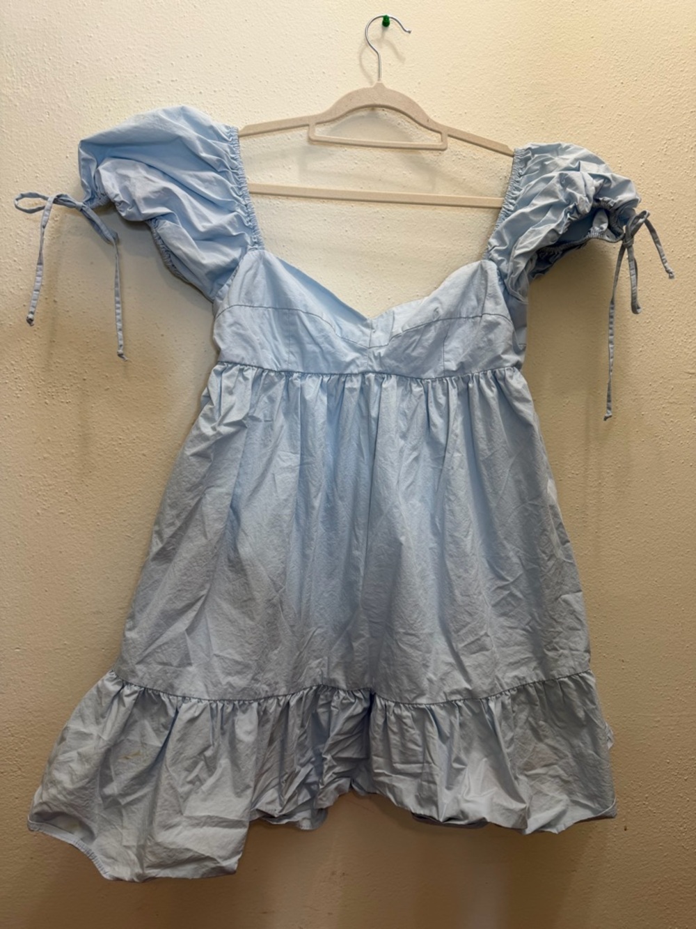 Olivaceous Baby Blue Puff Sleeve Babydoll Dress Size Large - Picture 3 of 14